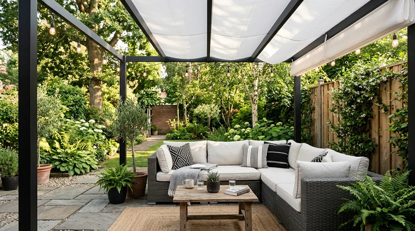 Small Patio With Strong Monochrome Style
